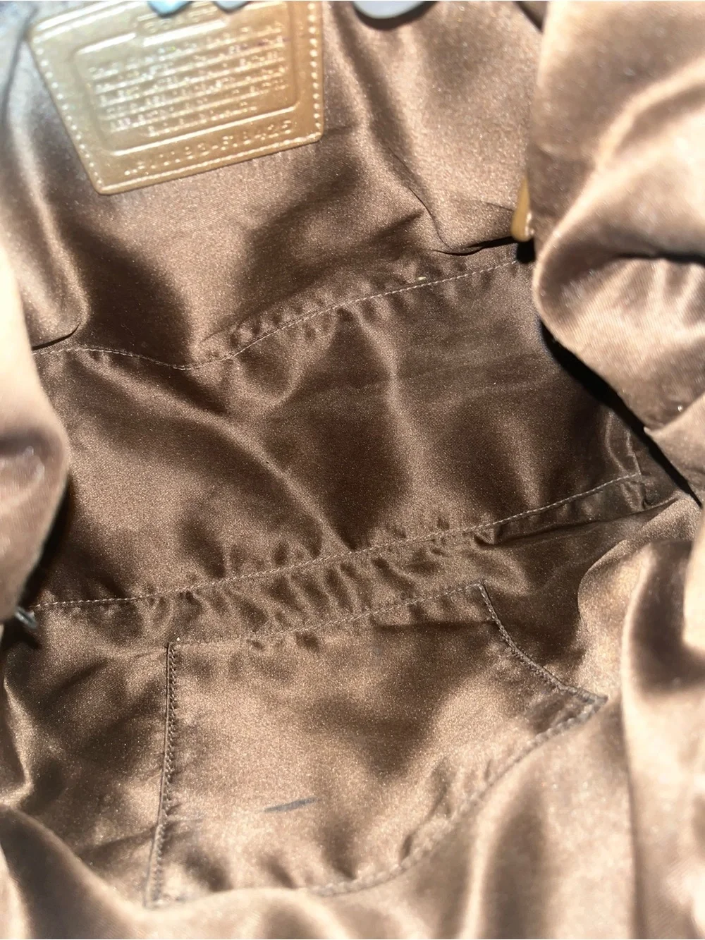 Coach Metallic Taupe Signature Satchel